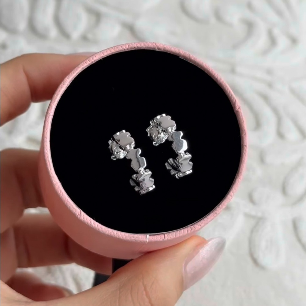 Tous Silver Bear Hoop Earrings